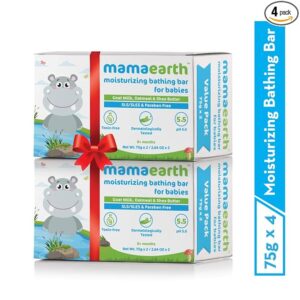 Mamaearth Moisturizing Bathing Bar Soap For Babies - 75g (Pack of 4) | Infused with Goat Milk, Oatmeal & Shea Butter | Cleanses Gently, Retains Moisture, pH Balanced at 5.5